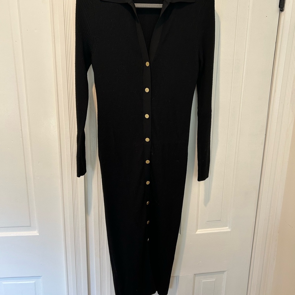 Elegant Black Button-Up Dress